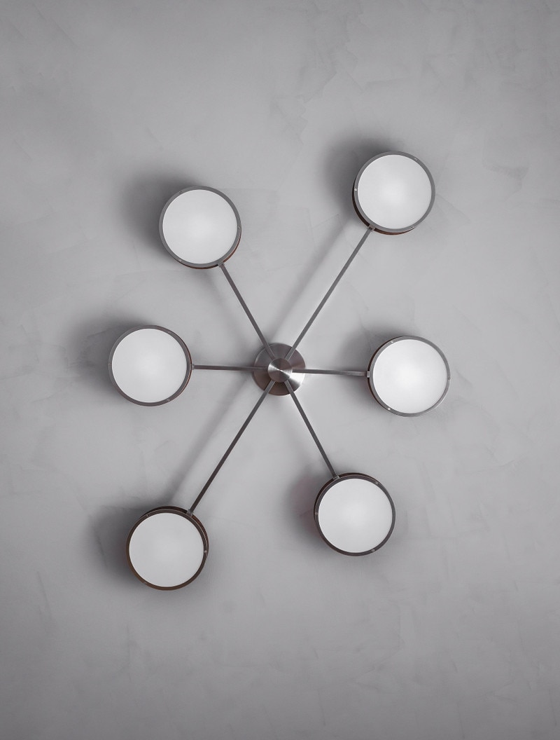 Monoscope 6 Flush Mount in Nickel and Walnut Burl